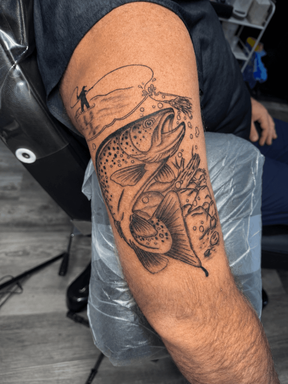Nature, illustrative and black and grey tattoo by Tony Luong at Raining Ink Tattoo, Maple Valley WA